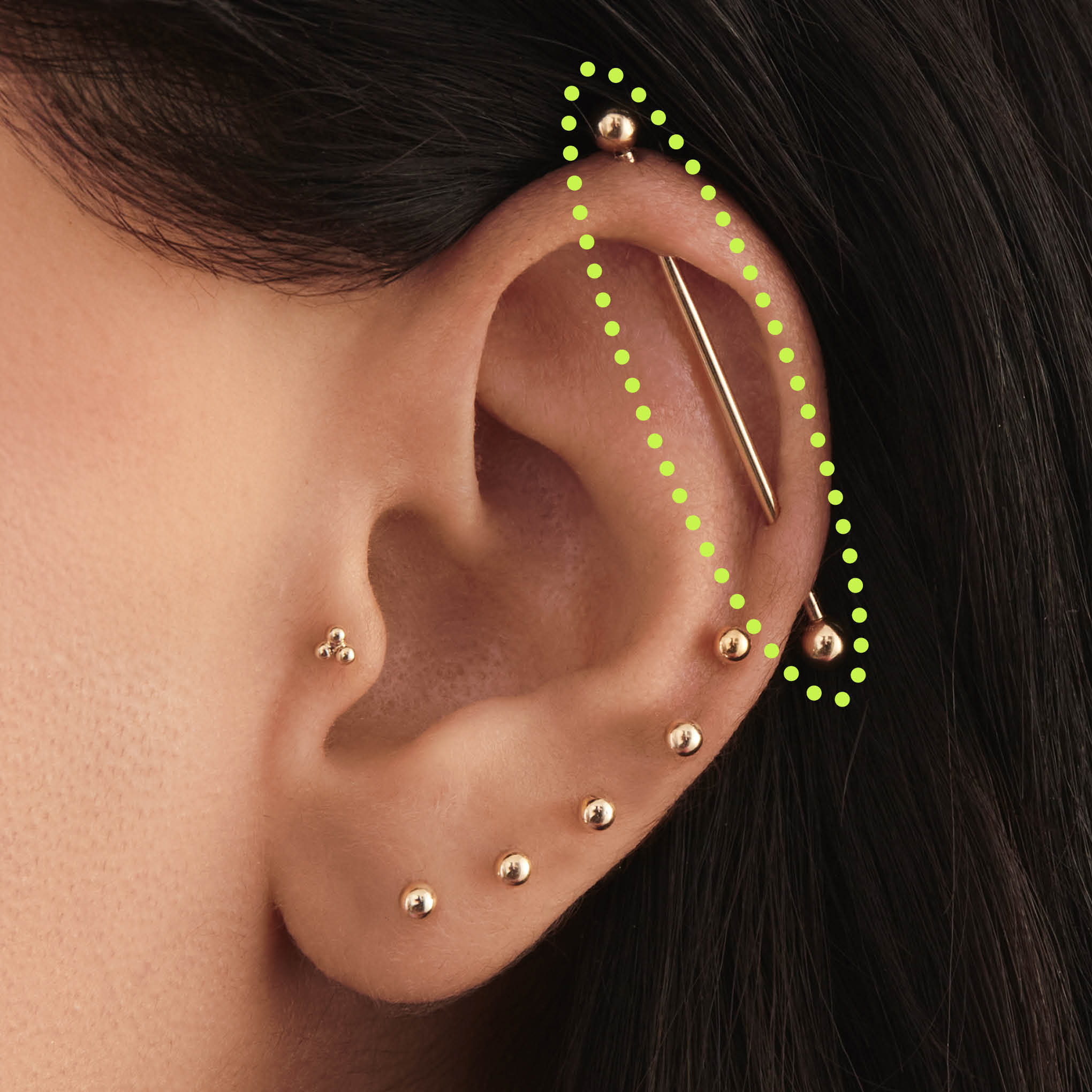 14K Industrial Bar 38mm - Image 3