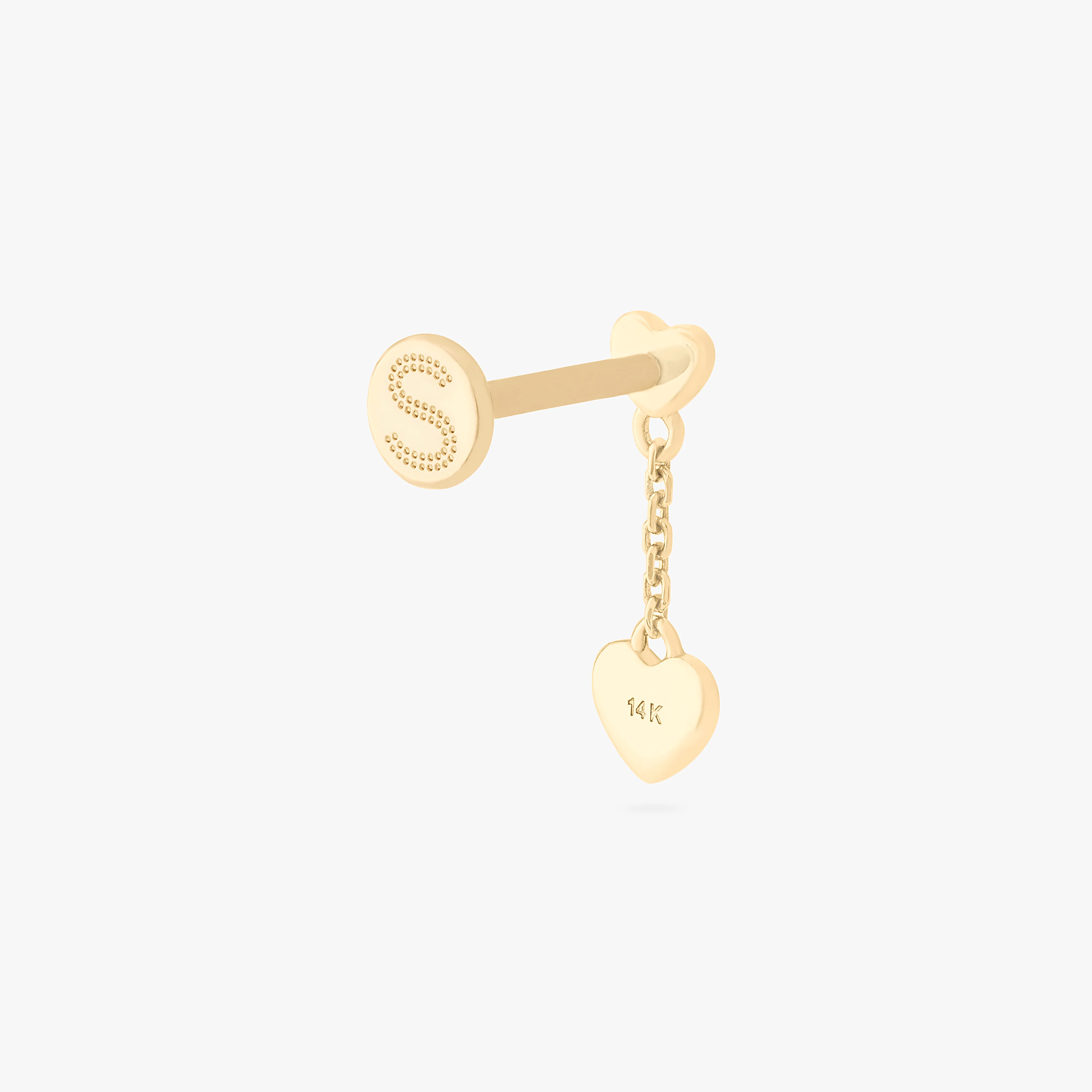14K Double Heart Dangle Flatback - Image 4