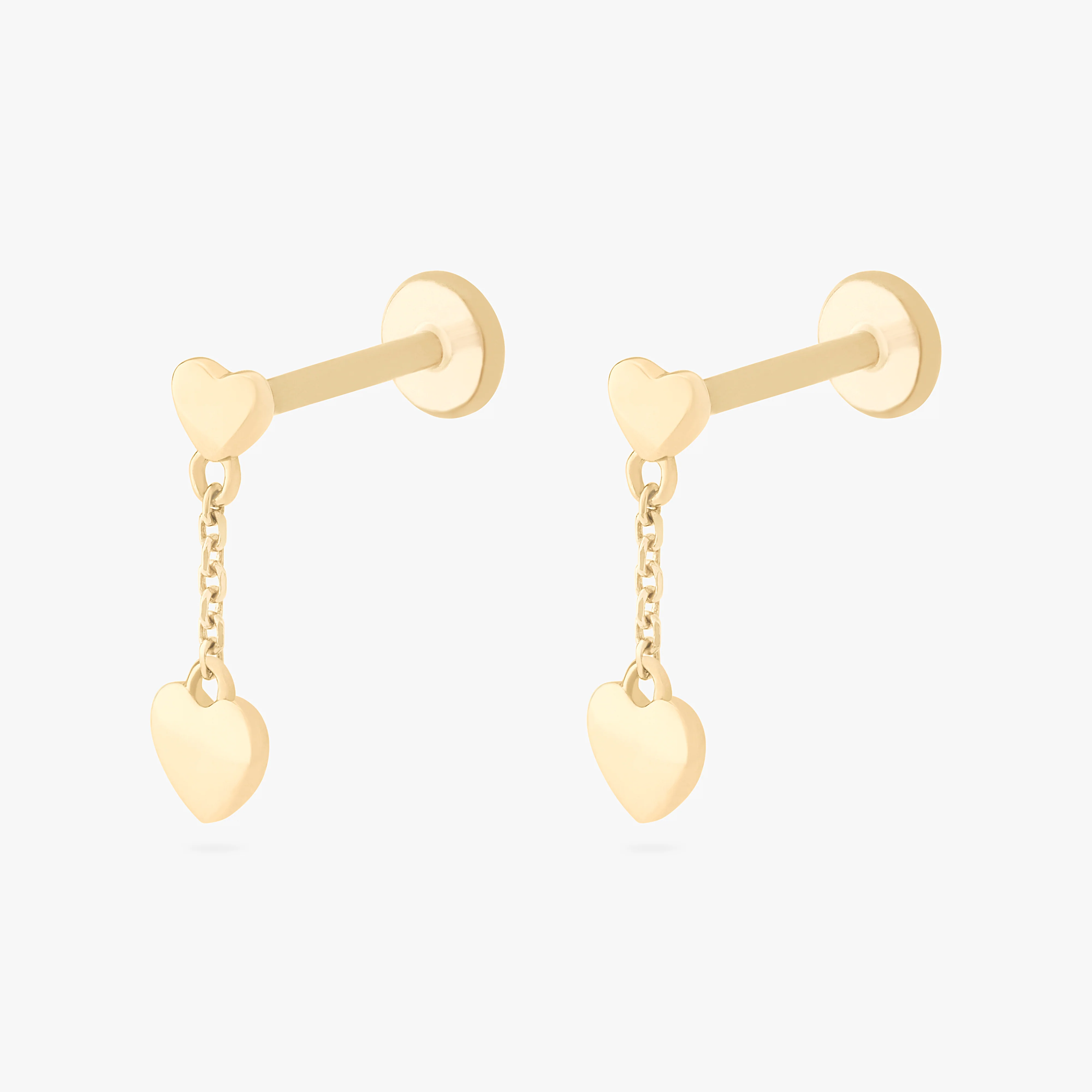 14K Double Heart Dangle Flatback - Image 6