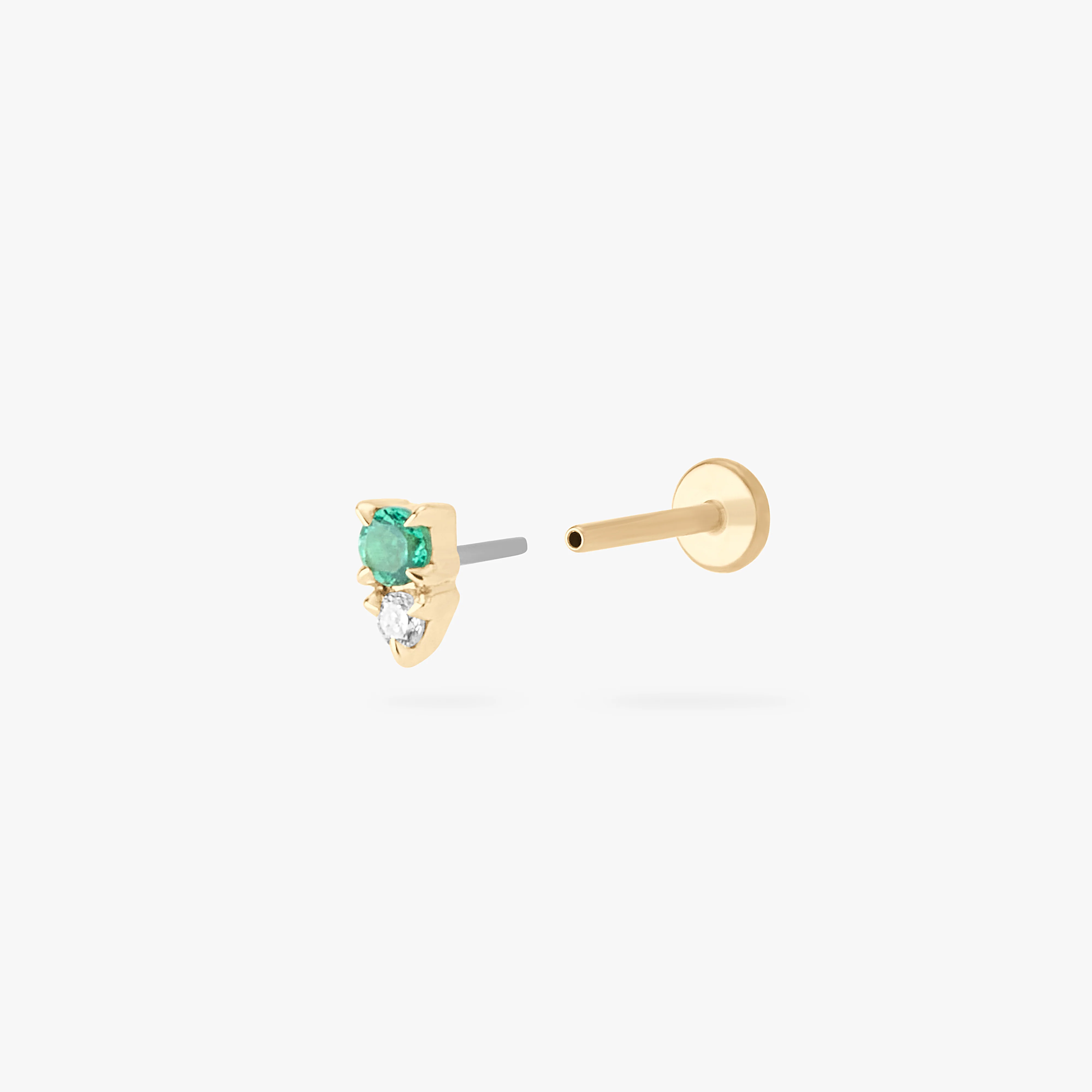 14K Stacked CZ Flatback Stud - Image 10