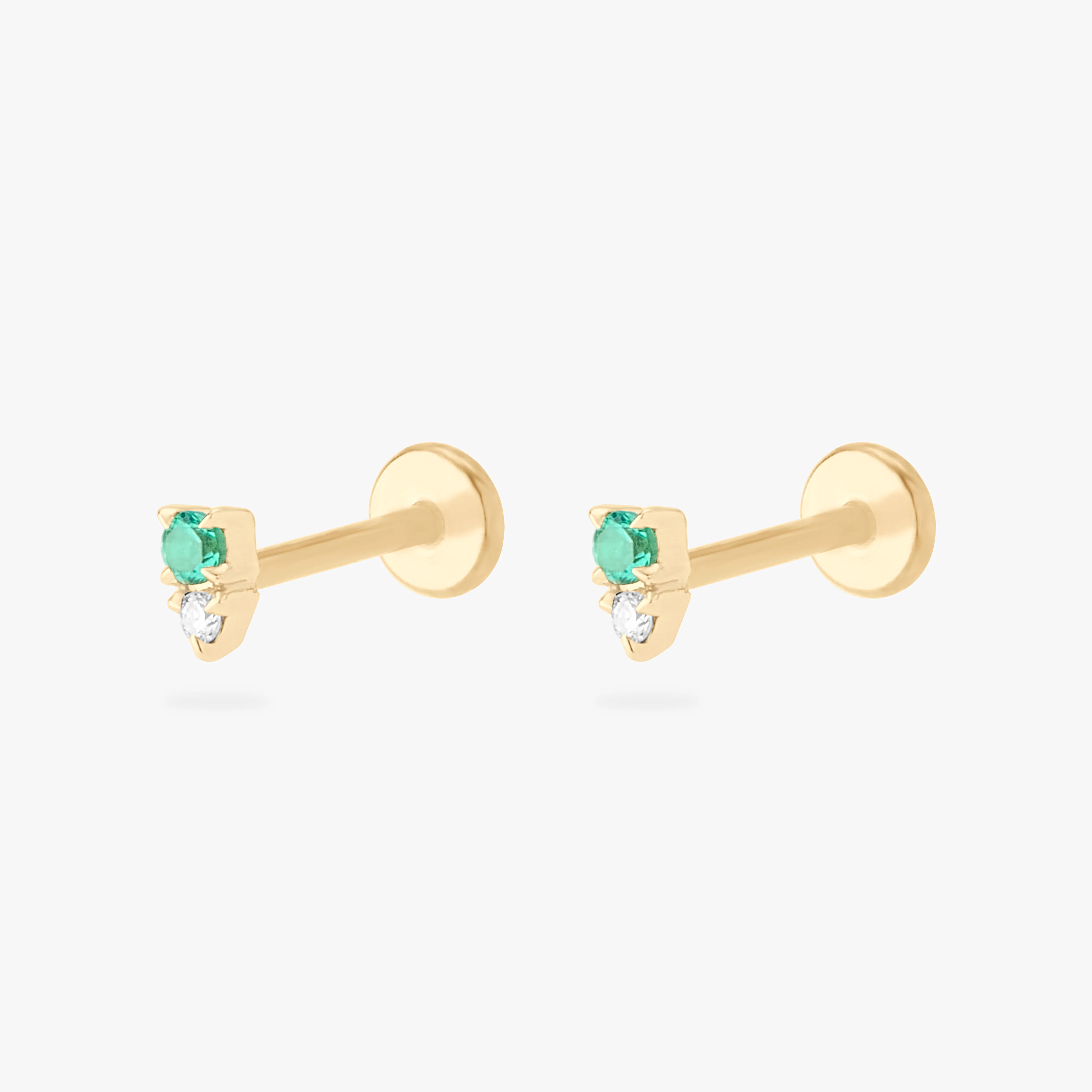 14K Stacked CZ Flatback Stud - Image 12