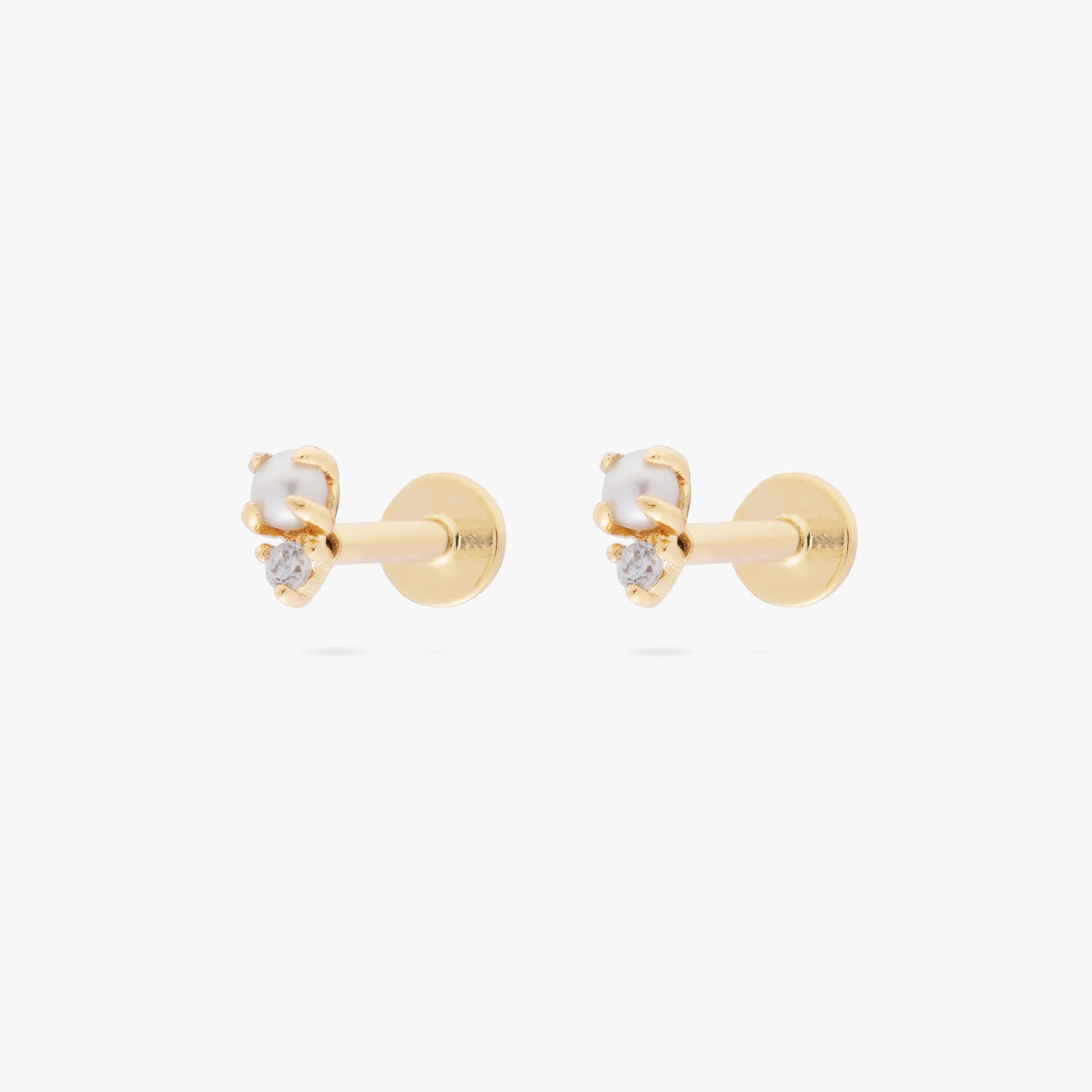 14K Stacked CZ Flatback Stud - Image 16