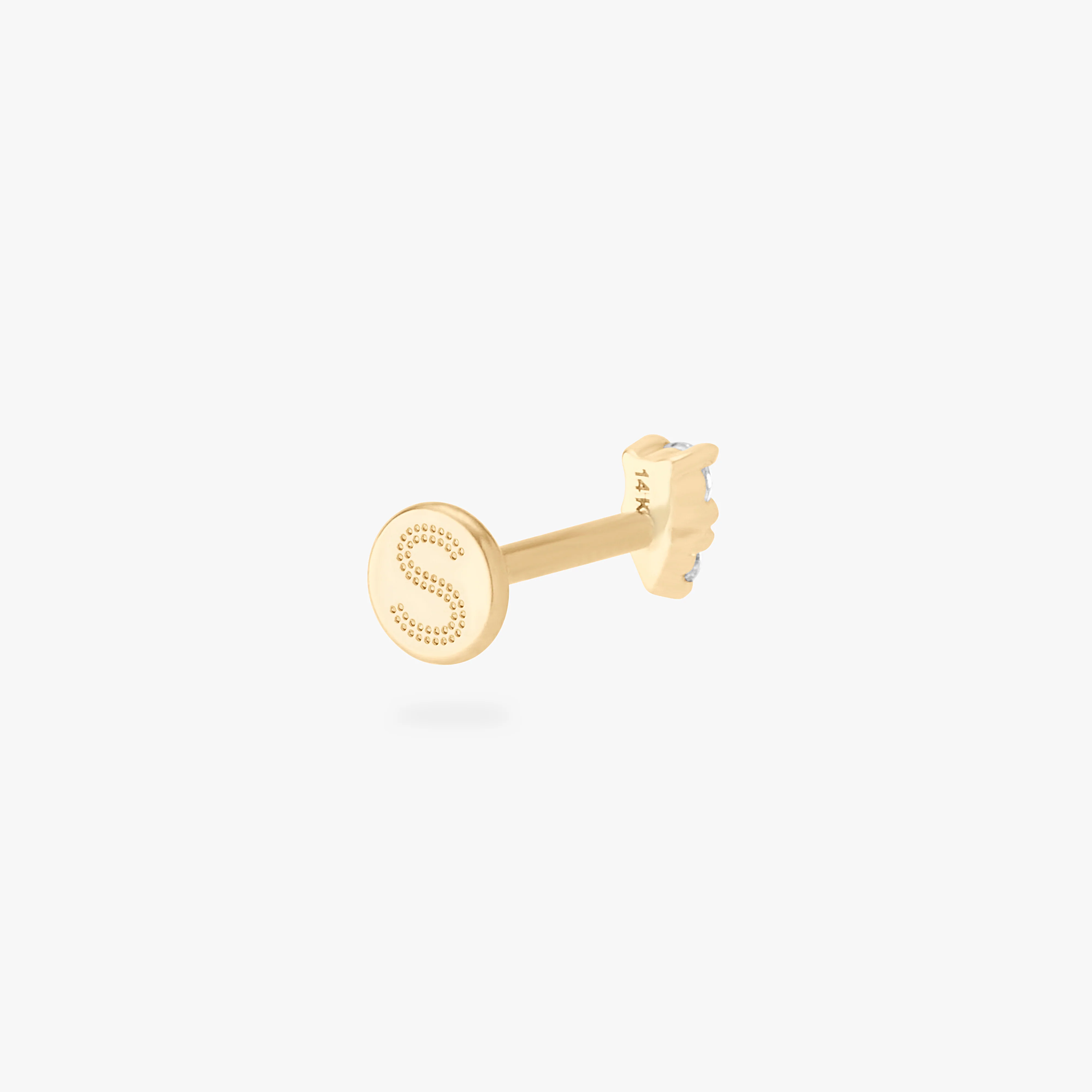 14K Stacked CZ Flatback Stud - Image 4