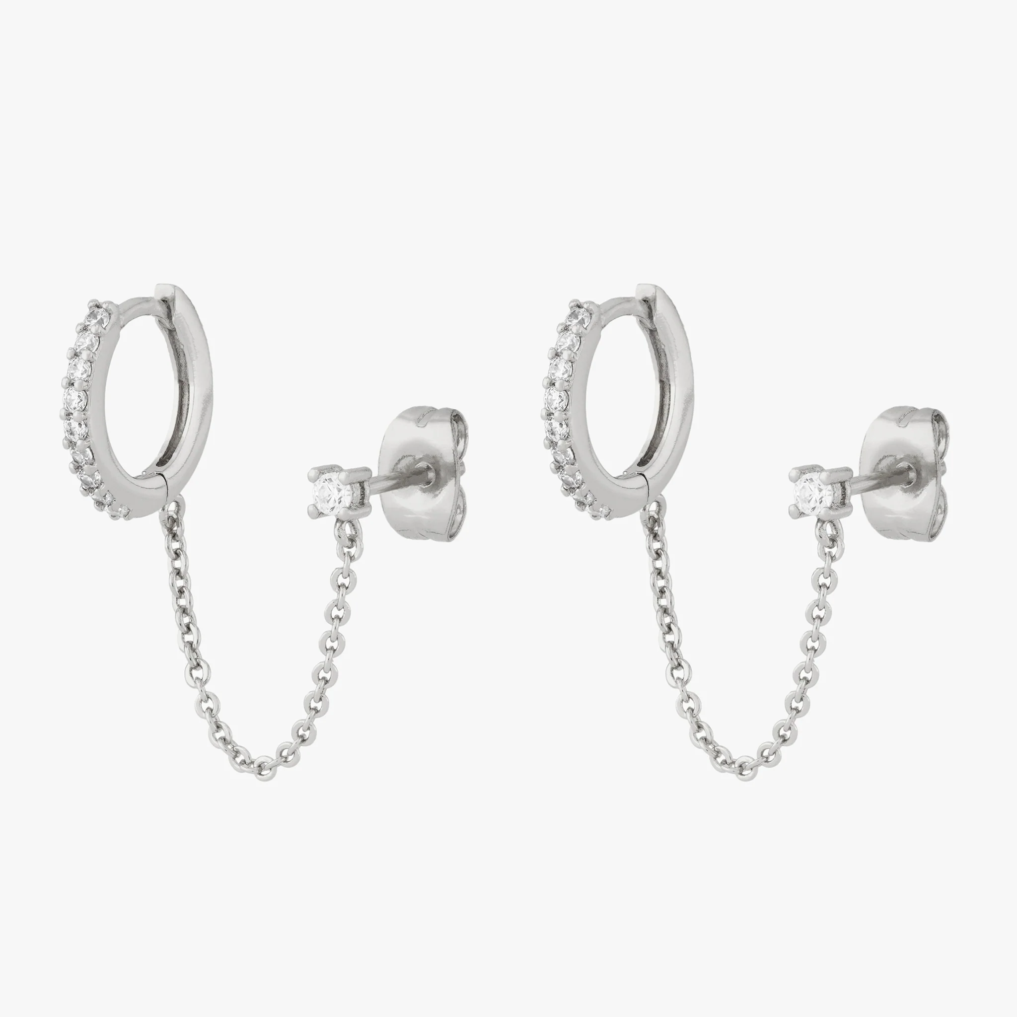 Chained Pave Huggie x CZ Stud - Image 8