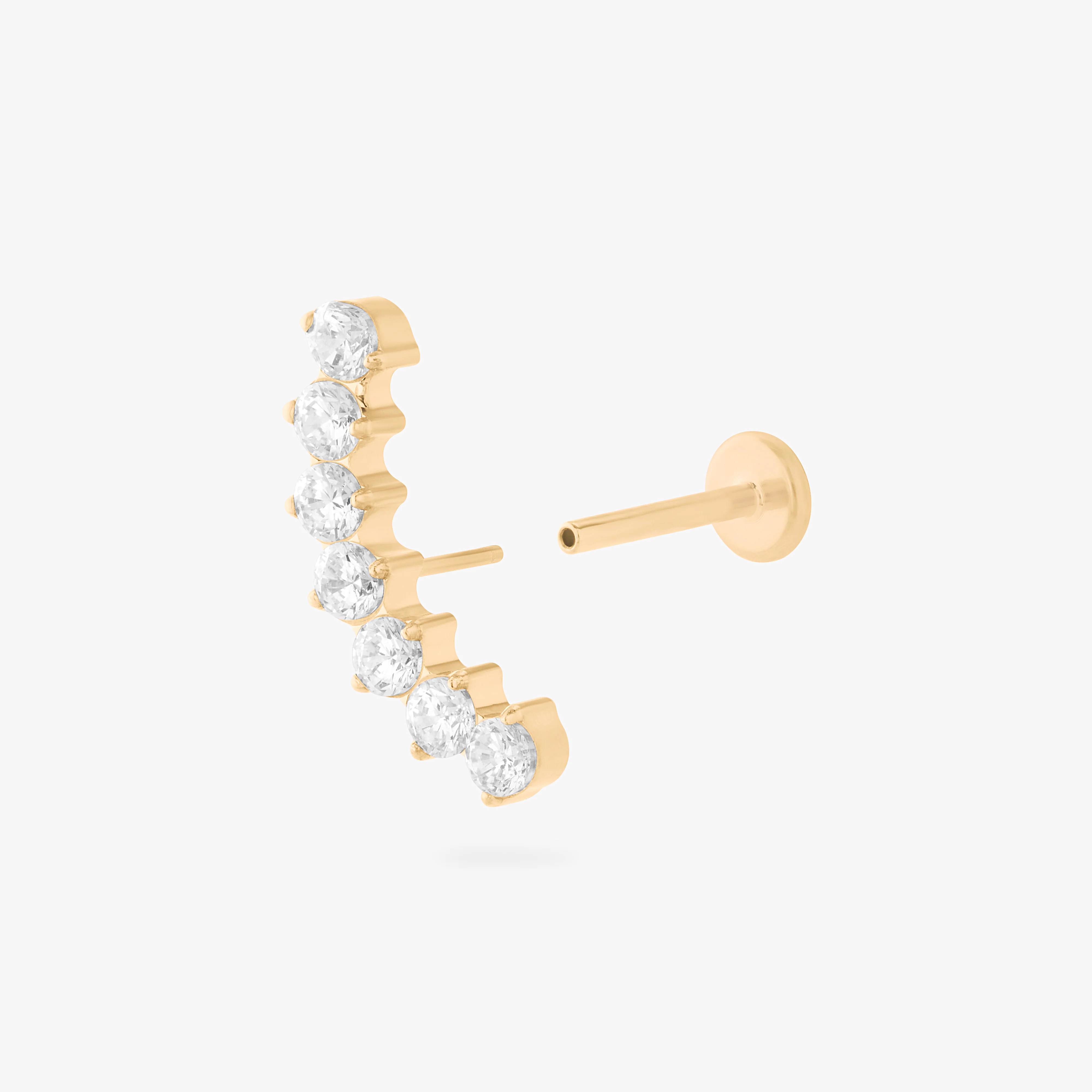 Curved CZ Bar Flatback Stud - Image 4