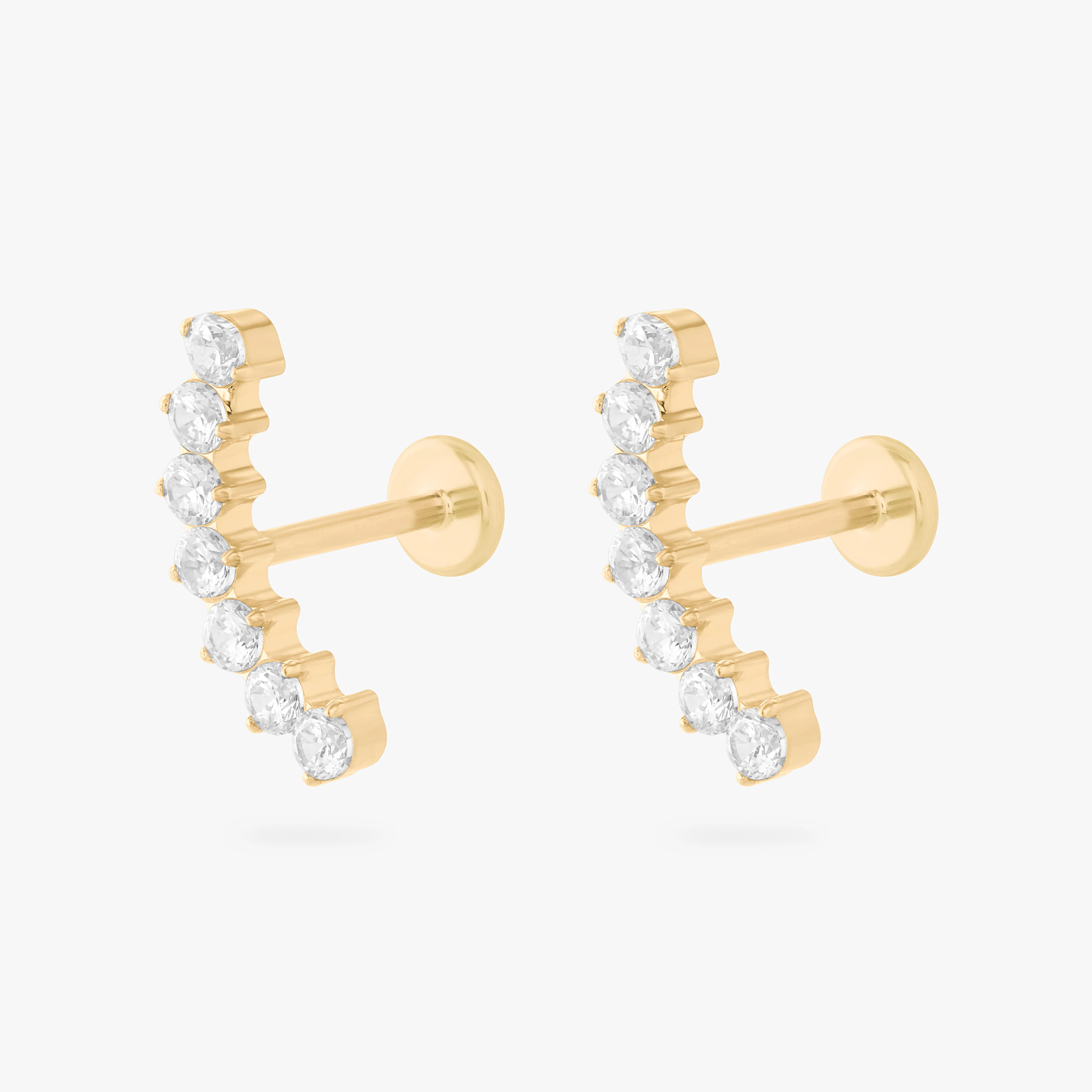 Curved CZ Bar Flatback Stud - Image 6