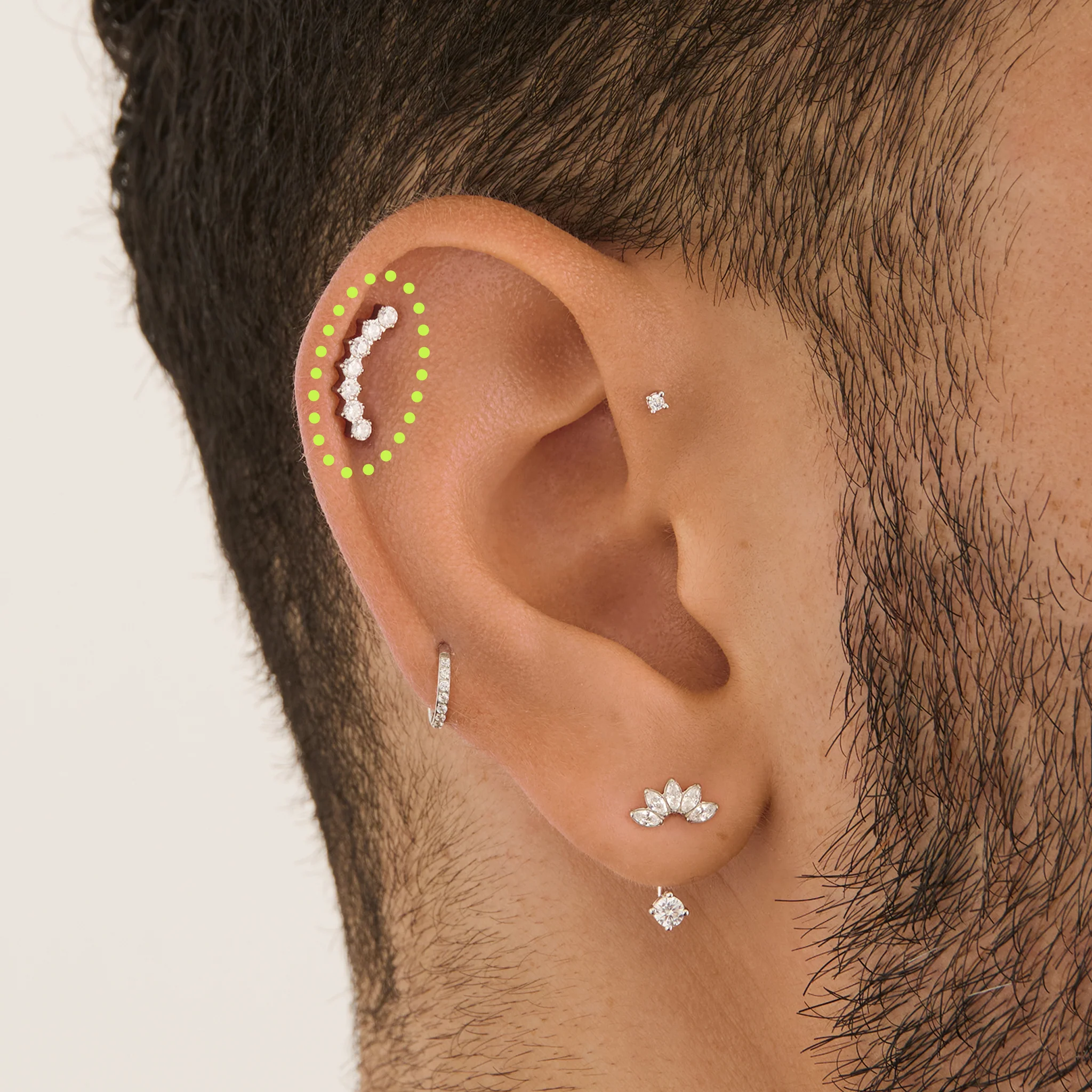 Curved CZ Bar Flatback Stud - Image 8