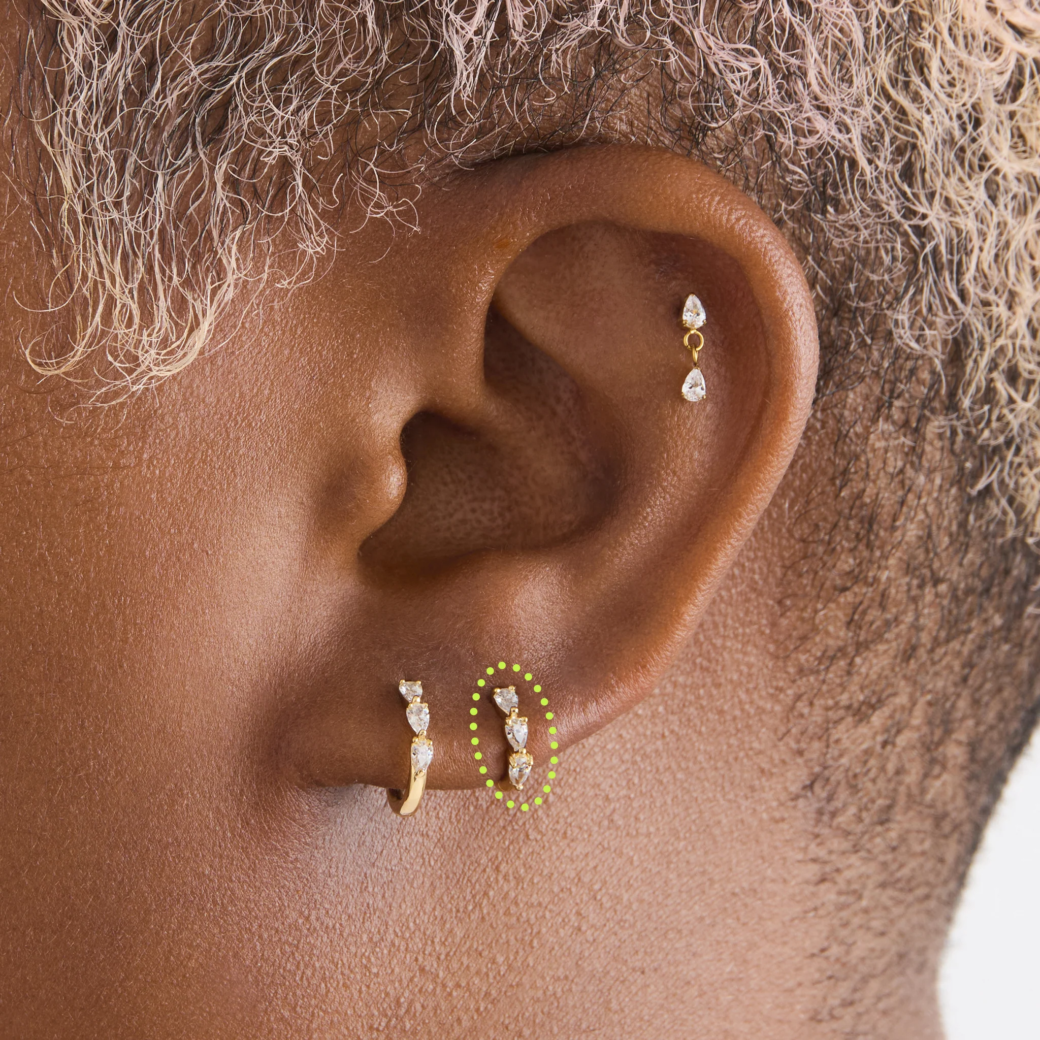Micro Pave Pear Huggie - Image 2