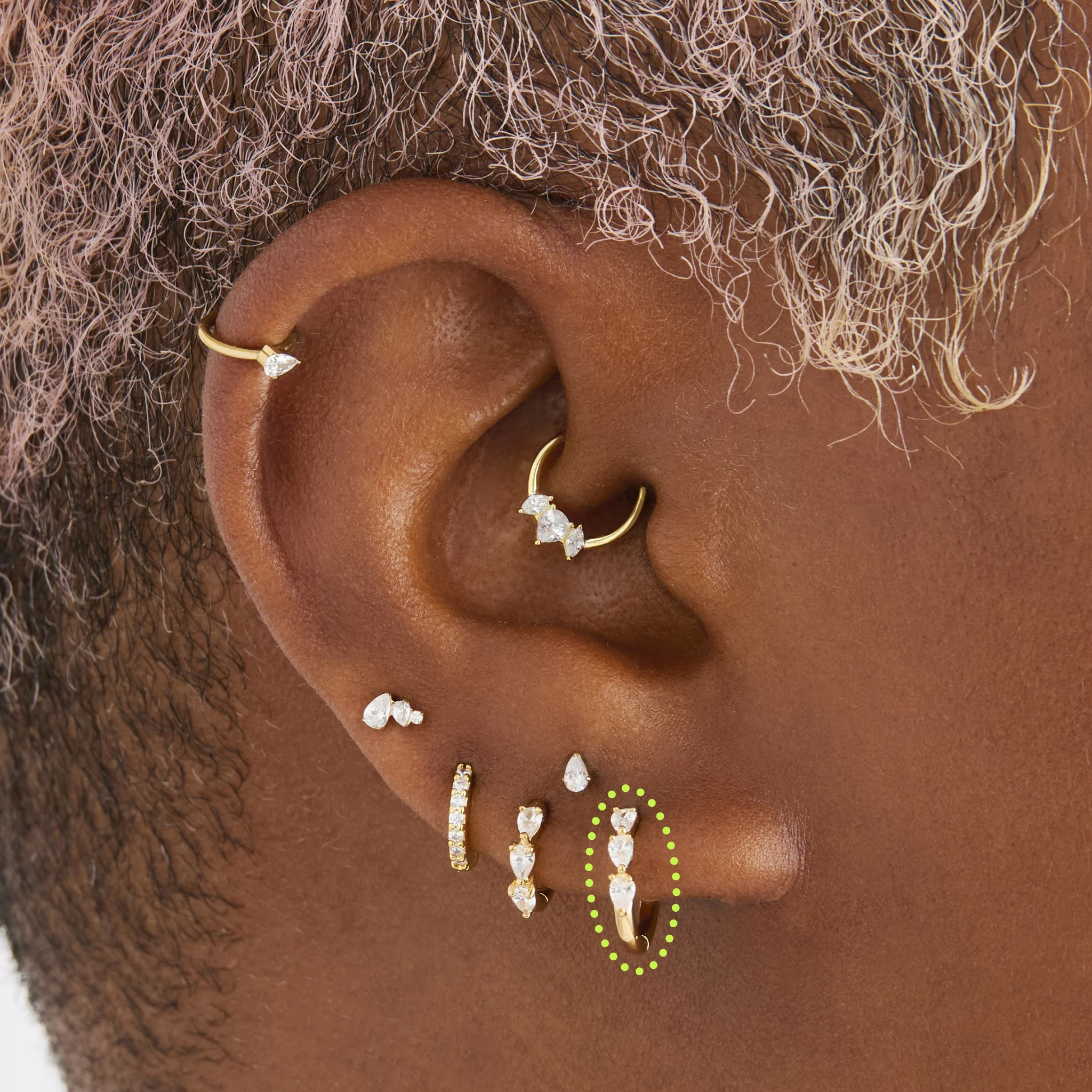 Mini Pave Pear Huggie - Image 2