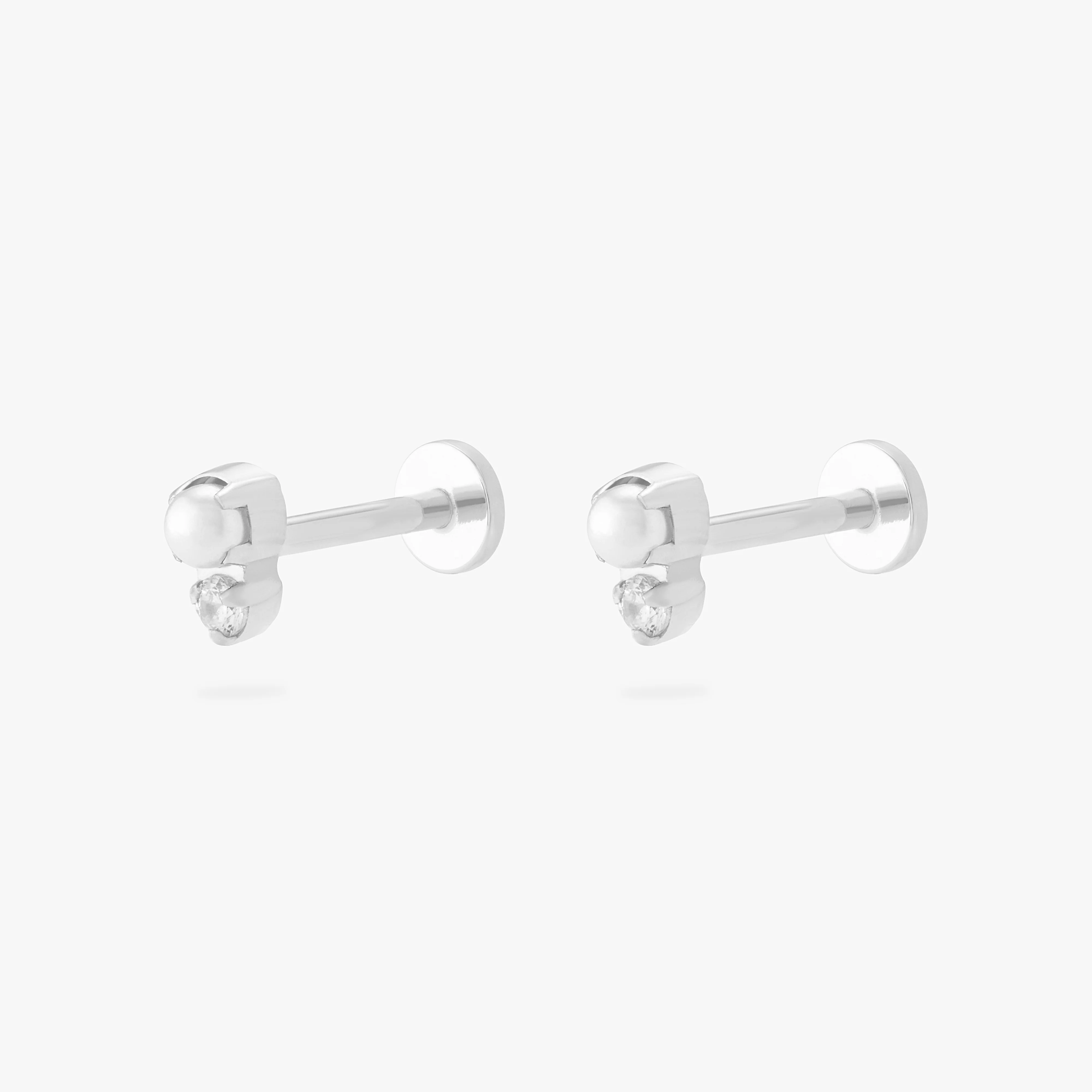 Stacked CZ Pearl Flatback Stud - Image 12